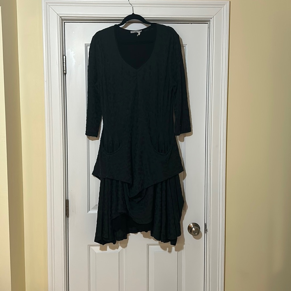 DZHAVAEL COUTURE forest green/black patterned dress